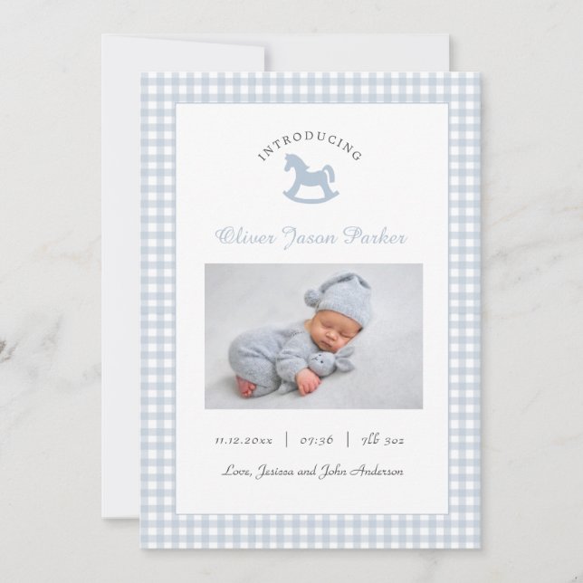 Cute Blue Baby foto Modern Bird Meddelande (Framsida)