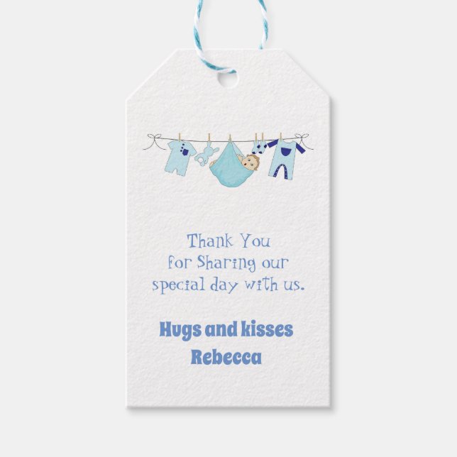 Cute Blue Baby Illustration Tack Gift-Märkre Presentetikett (Framsidan)