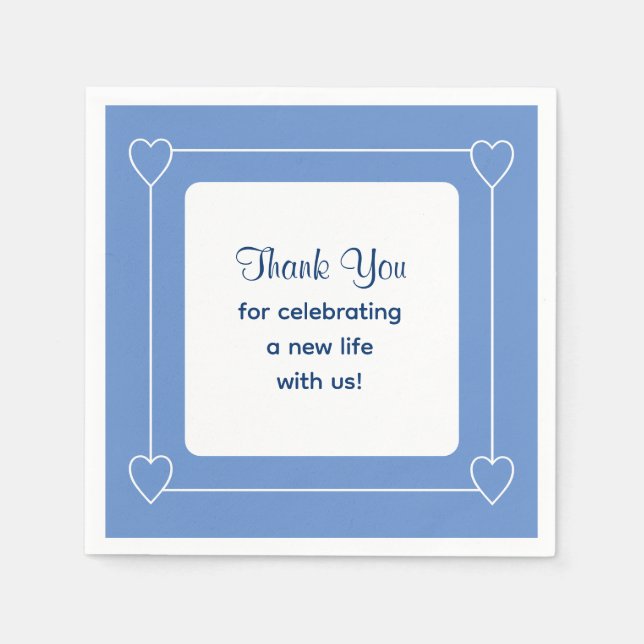 Cute Blue Baby Shower-Tack för firande Pappersservett (Framsidan)