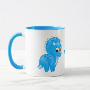 Cute Blue Baby Triceratops Dinosauer Mugg