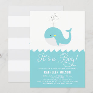Cute Blue Baby Whale Det är en pojkvän. Inbjudningar