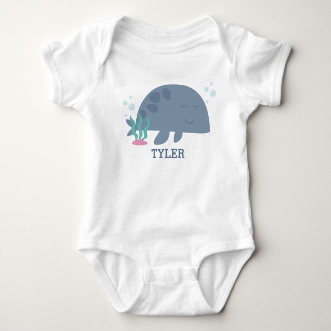 Cute Blue Baby Whale Onsie T-Shirt (Framsida)