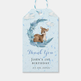 Cute Blue Bambi clouds dust Birthday Tack Presentetikett