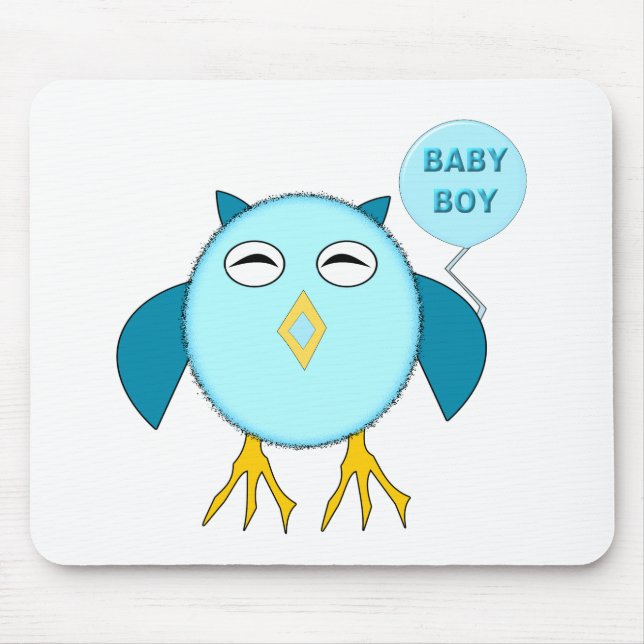 Cute Blue Bbay Boy Uggla Mousepad Musmatta (Framsidan)