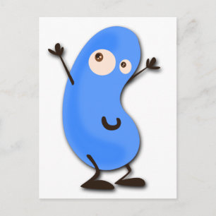 Cute Blue Bean Monster Vykort