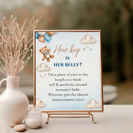 Cute Blue Bear Hur stort är hennes skugga? Poster