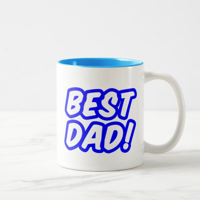 Cute Blue Best Pappa Typography Två-Tonad Mugg (Höger)