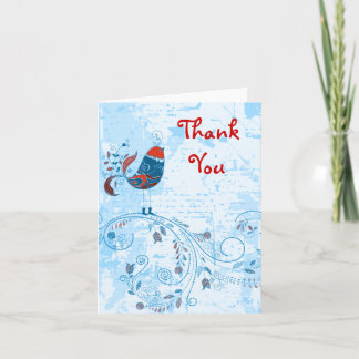 Cute Blue Bird Girly Retro Blommigt Mode Tack Kort