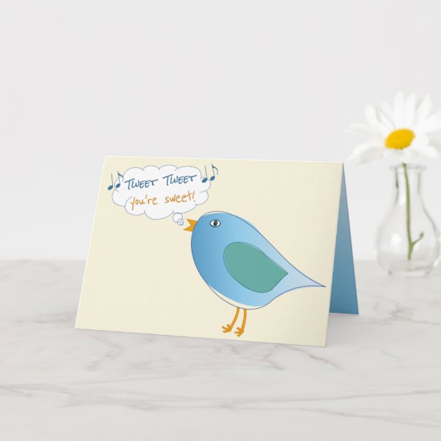 Cute Blue Bird Singing Du är sötad Kort (Liten växt)