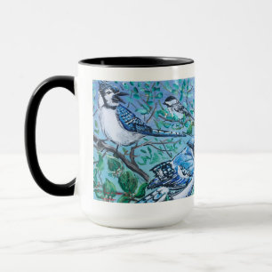 Cute Blue Bird Wating Art Work Bone China Mugg