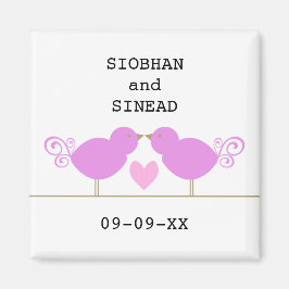 Cute Blue Birds Lesbisk Speciell Date Magnet