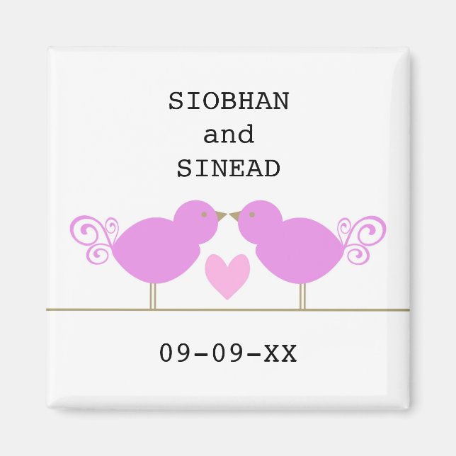 Cute Blue Birds Lesbisk Speciell Date Magnet (Framsidan)