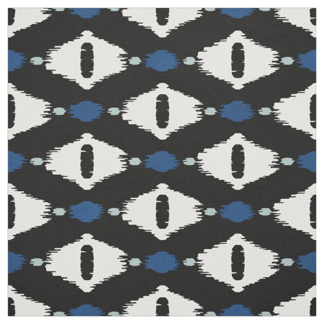 Cute blue black-white ikat tribal mönster tyg (Provkarta)