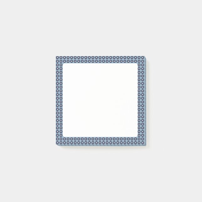 Cute Blue-Blommigt, mönstrad, klibbiga anteckninga Post-it Block (Framsida)