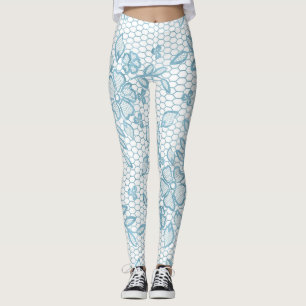 Cute Blue Blommigt Snöre enkel Leggings