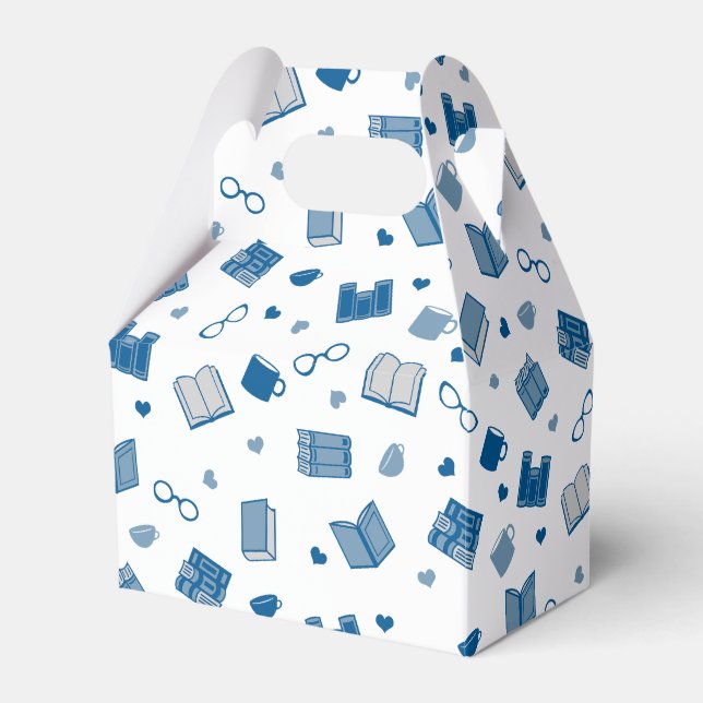 Cute Blue Bok och Reading Mönster Presentaskar (Framsidan Sidan)