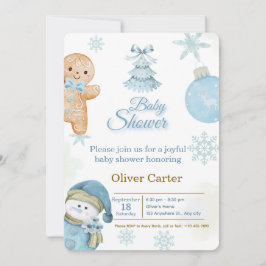 Cute Blue Boy Baby Shower Invitation Inbjudningar