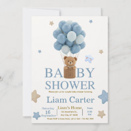 Cute Blue Boy Baby Shower Invitation Tack Kort