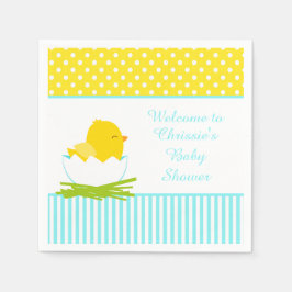 Cute Blue Boy Chick Baby Shower Party Pappersservett