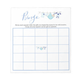 Cute Blue Boy Clothesline Baby Shower Bingo Game Anteckningsblock