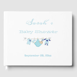 Cute Blue Boy illustration Baby Shower Guestbook Gästböcker