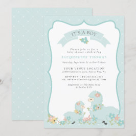 Cute Blue Boy Llama Baby Shower Inbjudningar