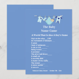 Cute Blue Boy Shower Guuting Game-inbjudan Inbjudningar