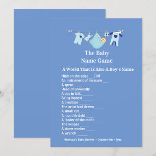Cute Blue Boy Shower Guuting Game-inbjudan Inbjudningar