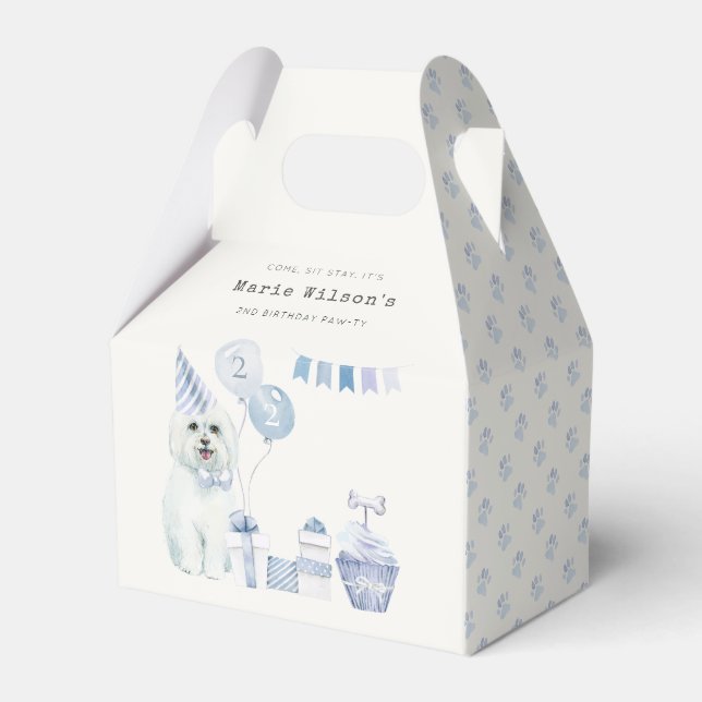 Cute Blue Boys Party Puppy Hund, oavsett ålder Presentaskar (Framsidan Sidan)