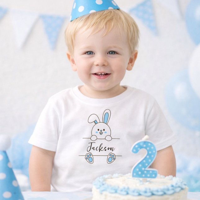 Cute Blue Bunny Boy's First Birthday  T Shirt (Skapare uppladdad)