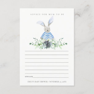 Cute Blue Bunny Foliage Advise för Morsa Baby Show Tilläggskort