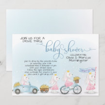 Cute Blue Bunny Parad Drive Thru Baby SHower