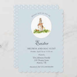 Cute Blue Bunny Påsk brunch & Egg-jakt Helgdag Julkort