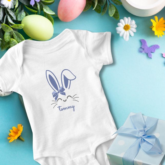 Cute Blue Bunny Ribbon Påsk Boy T Shirt (Skapare uppladdad)