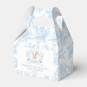 Cute Blue Bunny Vapensköld Fransk Pojke Shower Presentaskar