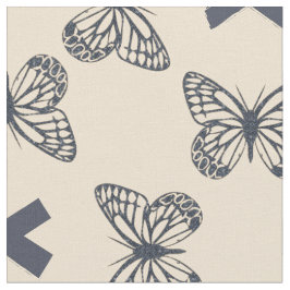 Cute Blue Butterflies & Anpassningsbar Bold Monogr Tyg