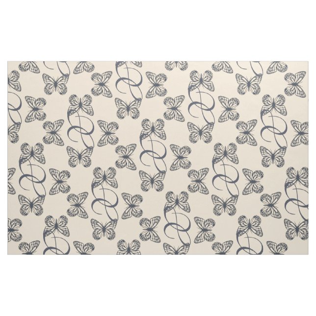 Cute Blue Butterflies & Anpassningsbar Monogram Mö Tyg (Fat Quarter)
