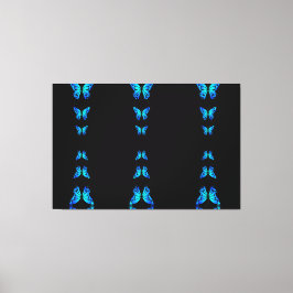 Cute Blue Butterflies Black Midnight Färg Canvastryck