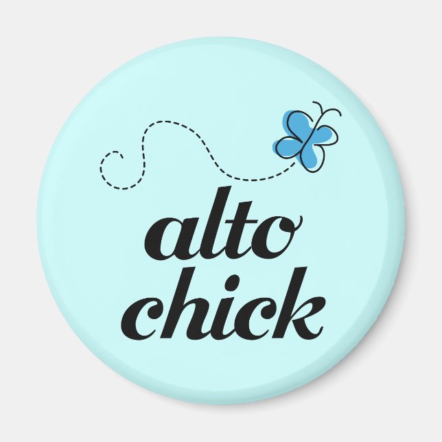 Cute Blue Butterfly Music Alto Chick Gift Magnet (Framsidan)