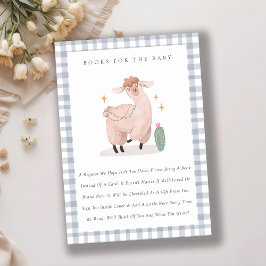 Cute Blue Cactus Boho Llama Bokar for Baby Shower Tilläggskort