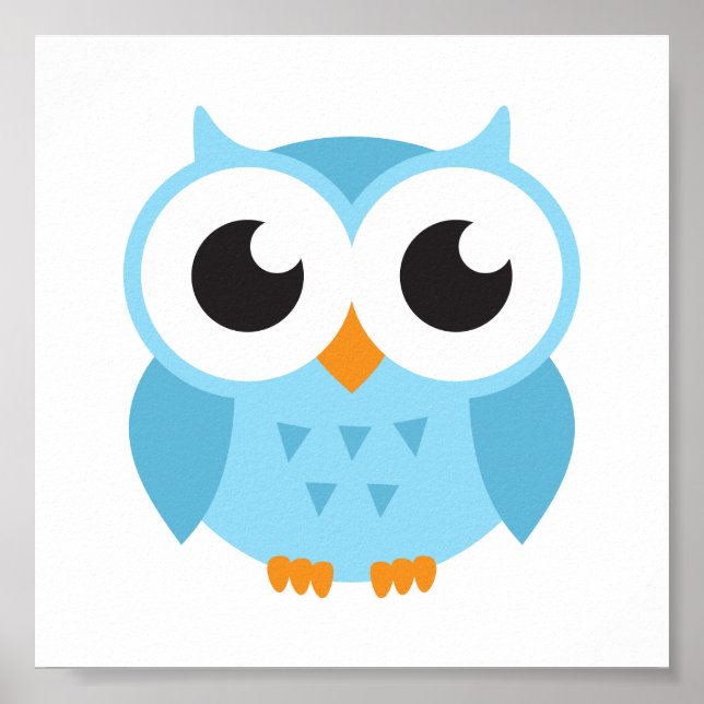Cute blue cartoon baby owl poster (Framsidan)