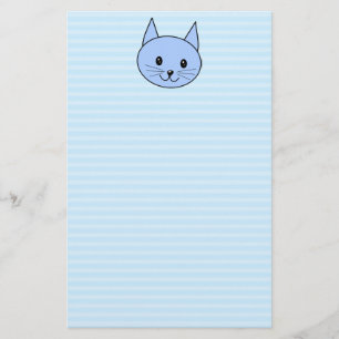 Cute Blue Cat. Ljusblå rand-bakgrund. Brevpapper