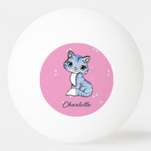 Cute Blue cat on rosa custom name