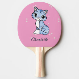 Cute Blue cat on rosa custom name Pingisracket