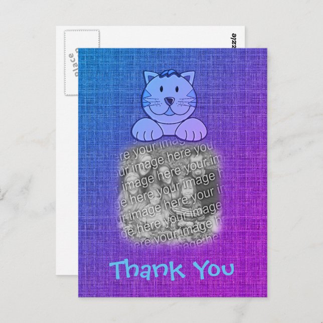 Cute Blue Cat Photo Tack Vykort (Fram/baksida)