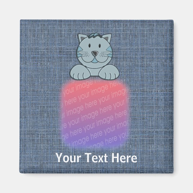 Cute Blue Cat Your Photo Magnet (Framsidan)