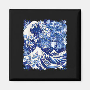 Cute Blue Cats Wave for Kamala Funny Blue Wave of Magnet