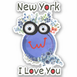 Cute Blue Character New York I Kärlek You Klistermärken