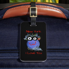 Cute Blue Character, New York, jag Kärlek dig Bagagebricka