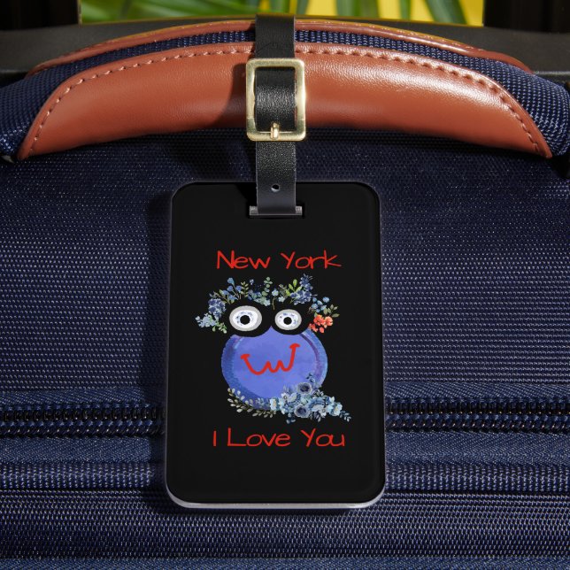 Cute Blue Character, New York, jag Kärlek dig Bagagebricka (Framsida Insitu 2)